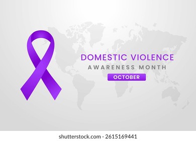 Domestic Violence Awareness Month background design with Purple silk ribbon.