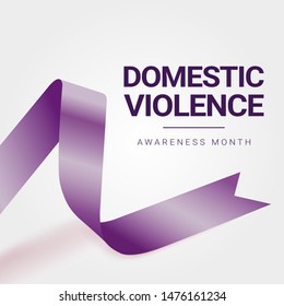 Domestic Violence Awareness Month (October) concept with deep purple awareness ribbon. Colorful vector illustration for web and printing