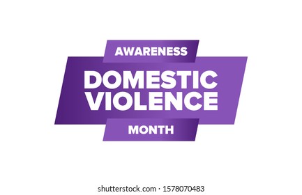 Domestic Violence Awareness Month in October. Celebrate annual in United States. Awareness purple ribbon. Day of Unity. Prevention campaign. Stop women abuse. Poster, banner and background. Vector