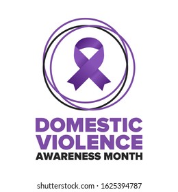 Domestic Violence Awareness Month in October. Celebrate annual in United States. Awareness purple ribbon. Day of Unity. Prevention campaign. Stop women abuse. Poster, banner and background. Vector