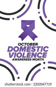 Domestic Violence Awareness Month In October. Celebrate Annual In United States. Awareness Purple Ribbon. Day Of Unity. Prevention Campaign. Stop Women Abuse. Poster, Banner And Background. Vector