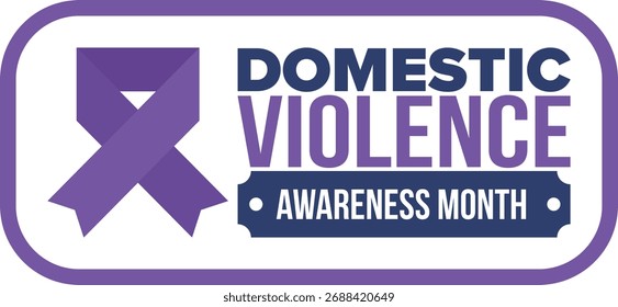 Domestic Violence Awareness Month in October. Celebrate annual in United States. Awareness purple ribbon. Day of Unity. Prevention campaign. Stop women abuse. Poster, banner and background. Vector