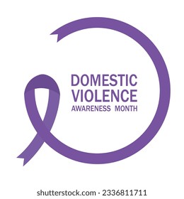 Domestic Violence Awarness Month banner. Purple ribbon and text.