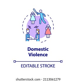 Domestic violence concept icon. Abuse in marriage. Divorce reason abstract idea thin line illustration. Isolated outline drawing. Editable stroke. Roboto-Medium, Myriad Pro-Bold fonts used