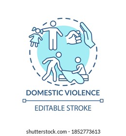 Domestic violence concept icon. Domestically violent relationship idea thin line illustration. Physical and psychological injuries. Vector isolated outline RGB color drawing. Editable stroke