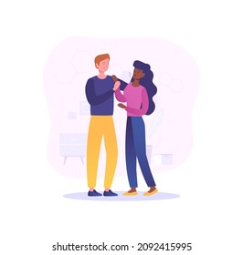 Domestic violence concept. Man beats woman. Crime against morality and ethics. Fight for rights of girls. Caring for unprotected segments of population. World problem. Cartoon flat vector illustration