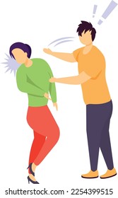 domestic violence concept, Man slapping Woman vector color icon design, Mood and feeling symbol, Emotional Characters sign, Social issues scene stock illustration 