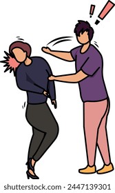 domestic violence concept, Man slapping Woman vector design, Mood and feeling symbol, Emotional Characters sign, Social issues scene stock illustration