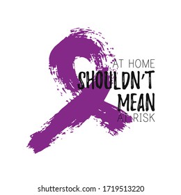 Domestic Violence at home and purple ribbon concept poster, background for print. Against and support symbol. Vector Illustration