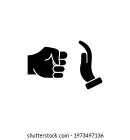 Domestic Violence icon. Stop Violence. Domestic Abuse. Fist as symbol of Violence. Icon Fist and Stop Hand Gesture. Vector illustration.
