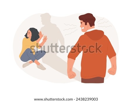 Domestic violence isolated concept vector illustration. Domestic physical sexual abuse, home violence, scared woman, ask for help, beating wife, harrasment, family conflict vector concept.
