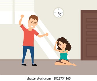 domestic violence man beating woman concept