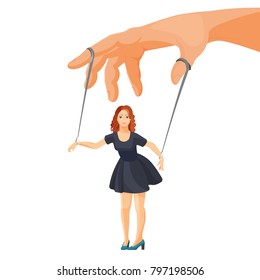 Domestic violence and manipulation over woman metaphorical illustration
