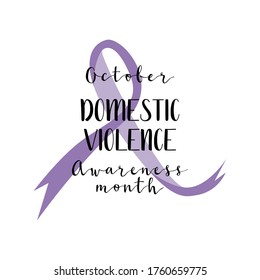 Domestic Violence. Purple Awareness Ribbon. Femicide, Feminicide Concept.  Flat Vector Illustration