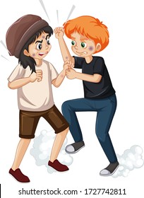 Domestic violence scene with people fighting illustration
