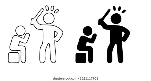 Domestic Violence Thin simple Line Icons