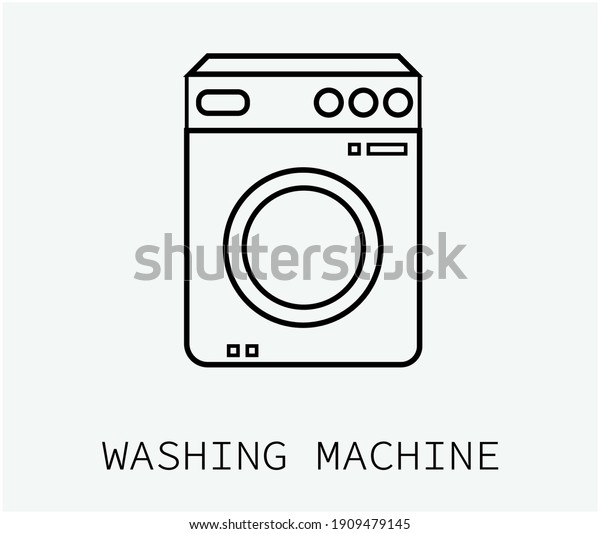 Domestic, washing machine outline vector icon.\
Thin line black domestic icon. Symbol in Line Art Style for Design,\
Presentation, Website or Apps\
Elements