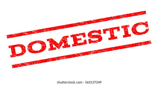 Domestic watermark stamp. Text caption between parallel lines with grunge design style. Rubber seal stamp with scratched texture. Vector red color ink imprint on a white background.