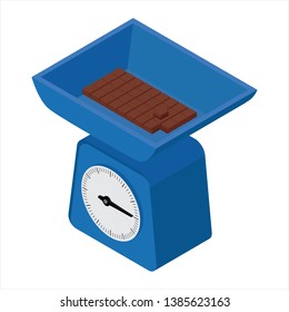 Domestic weigh scales and chocolate bar. Domestic weigh scales isometric view 