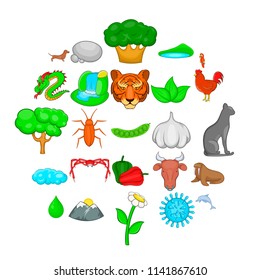 Domesticated animal icons set. Cartoon set of 25 domesticated animal vector icons for web isolated on white background