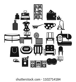 Domesticity icons set. Simple set of 25 domesticity vector icons for web isolated on white background