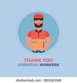 Domiciliary Blue Thanks Essential Workers Logo - Vector