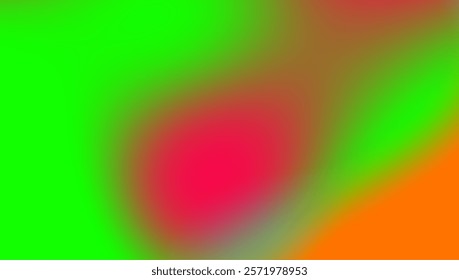 a dominant bright green base, with a vibrant red-pink area radiating from the center-left. 