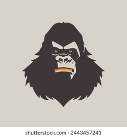 Dominant Gorilla Flat Vector Art Primate, Wildlife, Animal, Ape, Icon.