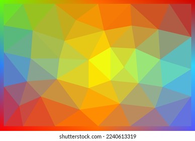 Der vorherrschende Maschenhintergrund ist Regenbogenfarbe. Meshhintergrund mit bunten Dreiecken.