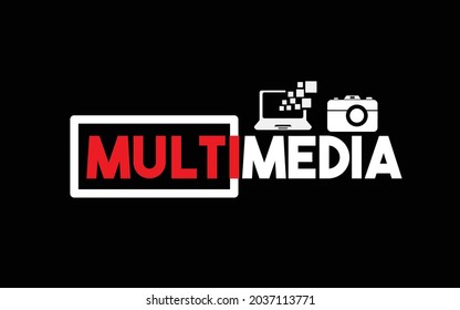 
The dominant multimedia logo is red and white