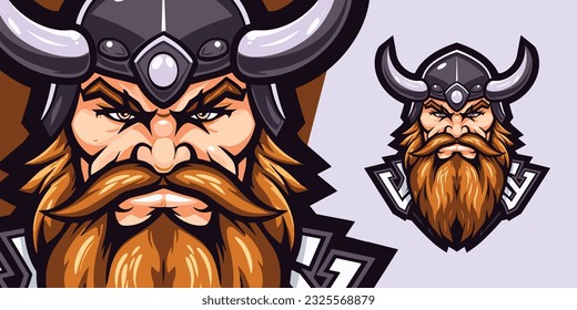 Dominating Viking Logo Mascot: Illustration Vector Graphic for Competitive Sport and E-Sport Gaming Teams