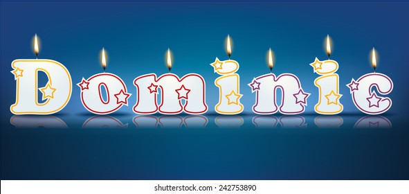 DOMINIC written with burning candles - vector illustration