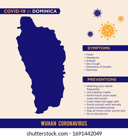 Dominica - American Continent Countries. Covid-29, Corona Virus Map Infographic Vector Template EPS 10.