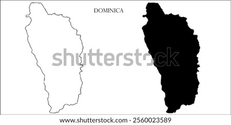 Dominica Blank Map, Dominica Map Outline Vector Images