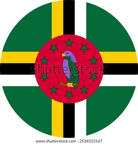Dominica Circle Flag, Circle Flag of Dominica, Vector Images
