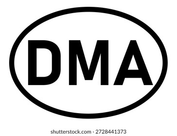 Dominica country code DMA icon vector on a white background
Country code abbreviation oval sticker icon on a white background