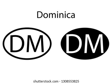 Dominica country code icon.  Iso code country domain name.   DM - Dominica abbreviated. vector