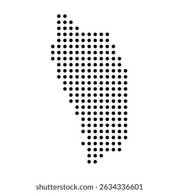 Dominica country dotted map. Black spot pixel illustration isolated on white background. Vector circle mosaic.