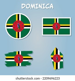 Dominica country flag inside country border map design suitable for a logo icon design.