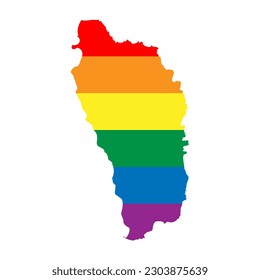 Dominica country silhouette. Country map silhouette in rainbow colors of LGBT flag.