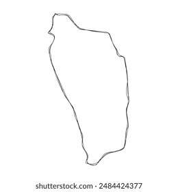 Dominica country simplified map.Thin triple pencil sketch outline isolated on white background. Simple vector icon