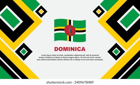 Plantilla de diseño de fondo de resumen de bandera de Dominica. Ilustración de vectores de papel tapiz del Día de la Independencia de Dominica. Caricatura de Dominica