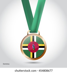 Dominica Flag in Bronze Medal. Olympic Game Bronze Medal. Vector Illustration