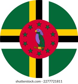 Dominica flag button on white background