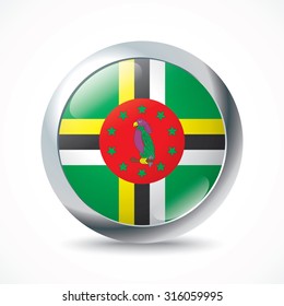 Botón de bandera de Dominica - ilustración vectorial