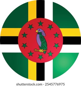 Dominica Flag Circular Icon Vector