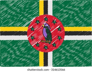 dominica flag embroidered zigzag

