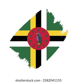 Dominica flag in a flat grunge vector design background
