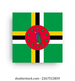 Dominica flag - flat vector square with sharp corners and dropped shadow.