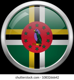 Dominica flag glass button vector illustration